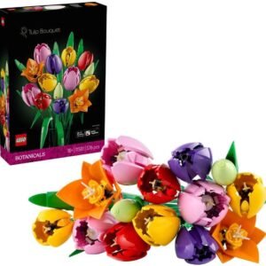 LEGO Botanicals Tulip Bouquet - Artificial Flowers Building Set for Adults - incl. 14 Faux Tulips in 5 Colours for Table & Home Decor - DIY Gift Idea for Women