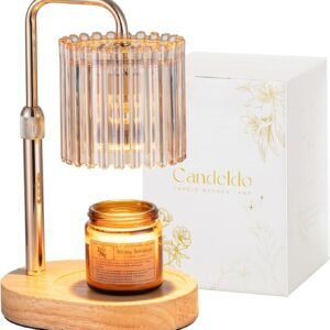 Candeldo Candle Warmer Lamp with Timer: Candle Warmer with 2 Bulbs Height Adjustable Dimmable Wax Melt Gold House Warming Gifts New Home Bedroom Decor Gifts for Women