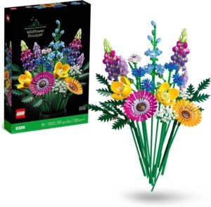 LEGO Botanicals Wildflower Bouquet Set - Artificial Flowers with Poppies and Lavender - Crafts kit for Adults - Home Office Décor Gifts for Women and Men