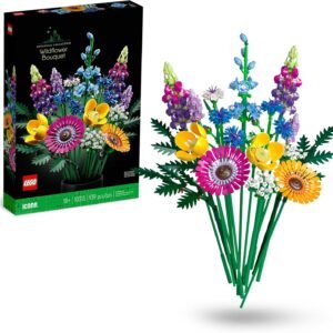 LEGO Botanicals Wildflower Bouquet Set - Artificial Flowers with Poppies and Lavender - Crafts kit for Adults - Home Office Décor Gifts for Women and Men