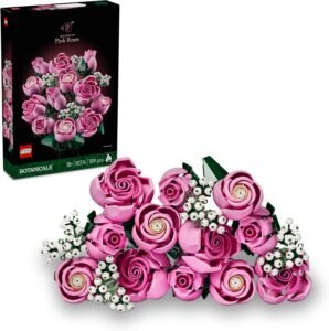 LEGO Botanicals Bouquet of Pink Roses - Artificial Flowers Building Set for Adults - incl. 12 Faux Roses & 4 Sprigs of Baby's Breath for Home Decor - DIY Gift Idea