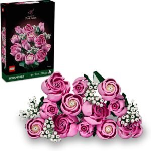 LEGO Botanicals Bouquet of Pink Roses - Artificial Flowers Building Set for Adults - incl. 12 Faux Roses & 4 Sprigs of Baby's Breath for Home Decor - DIY Gift Idea