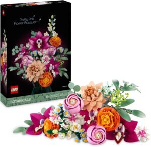 LEGO Botanicals Pretty Pink Flower Bouquet Set for Adults - Floral Home Decor Building Kit with Artificial Roses, Daisies, Cornflowers and Elderflowers - Nature Gifts for Women and Men