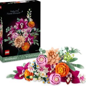 LEGO Botanicals Pretty Pink Flower Bouquet Set for Adults - Floral Home Decor Building Kit with Artificial Roses, Daisies, Cornflowers and Elderflowers - Nature Gifts for Women and Men