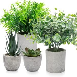4 Set Artificial Plants Indoors in Pots,