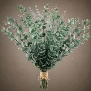 Artificial Eucalyptus Leaves Bouquet with Rustic Jute Tie – Decorative Greenery for Home and Wedding Décor