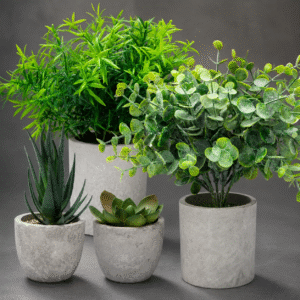 Set of 4 Artificial Potted Plants for Home and Office Decor