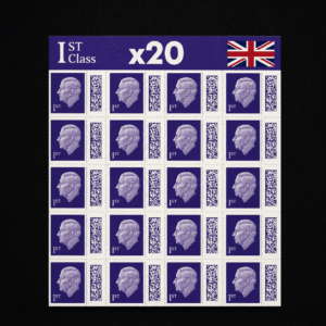 20 x Royal Mail 1st Class Purple Barcoded Postage Stamps