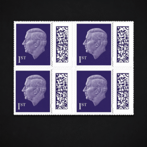 4 Pcs Royal Mail 1st Class Purple Barcoded Postage Stamps