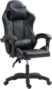 Panana Ergonomic Gaming Racing Chair Heavy Duty Reclining PU Leather Swivel PC & Office Desk Chair with Lumbar Support Black