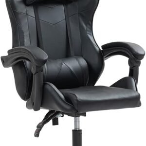 Panana Ergonomic Gaming Racing Chair Heavy Duty Reclining PU Leather Swivel PC & Office Desk Chair with Lumbar Support Black