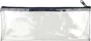 Fashion Stationery Clear Pencil Case for Exams Large See Through Long Transparent Slim Storage Pouch with Black Zip Back to School Pencil Cases for Teenagers Boys Girls Fits a 30cm Ruler