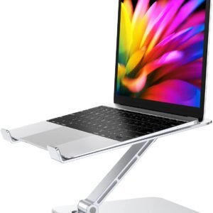 Babacom Adjustable Laptop Stand For Desk Ergonomic Foldable Aluminum Laptop Riser with Ventilated Cooling Design Height Adjustable Computer Stand Compatible With MacBook Air Pro & 1016 Inch Laptops Silver