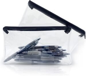 Case for Exams, Transparent See Through Exam Pencil Case Clear with Zipperfor Girls Boys Exams Stationary (PVC) OBYJCA 2 Pcs Clear Pencil