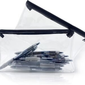 Case for Exams, Transparent See Through Exam Pencil Case Clear with Zipperfor Girls Boys Exams Stationary (PVC) OBYJCA 2 Pcs Clear Pencil