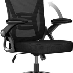 Naspaluro Ergonomic Desk Chair Executive Office Chair with Adjustable Height Lumbar Support 90° Flip Up Armrests & Comfortable Padded Seat