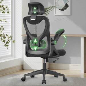 Comfortable Ergonomic Office Chair High Back Executive Computer Chair with Lumbar Support  Adjustable Headrest & Flip Up Armrests