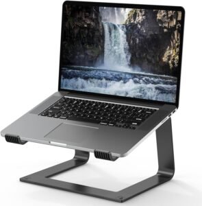 Tonmom Aluminum Laptop Stand for Desk Ergonomic Metal Laptop Riser with Ventilated Cooling Design Detachable Notebook Holder Compatible With MacBook Air Pro & 1015.6 Inch Laptops