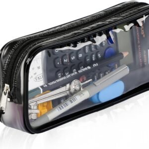 Zamasha Transparent Pencil Case Black 22x4x9 cm Multipurpose Storage Organizer For Stationery Cosmetics Toiletries & Travel Accessories  Durable Clear Design