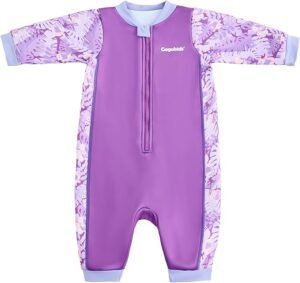 Gogokids Babies Thermal Swimwear 0-3 Years Toddler Swimsuit, Front Zip Infant Wetsuit with Fleece Lining Long Sleeve One piece Sun & Swim Protection for Baby Boys & Girls for Swim Beach & Water Play