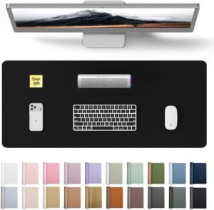 YSAGi Large Desk Pad 60x35cm Waterproof Leather Table Protector Black