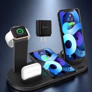 30W Multi-Device Wireless Charging Station – Fast Charger Dock Stand for Smartphones, Smartwatches and Wireless Earbuds