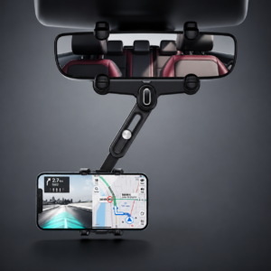 360° Rotating Car Rear-View Mirror Phone Holder – Adjustable Mobile Mount for GPS Navigation