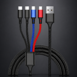 4-in-1 Multi-Connector USB Charging Cable – 1 Metre Charging Cord for Smartphones, Tablets and USB Devices