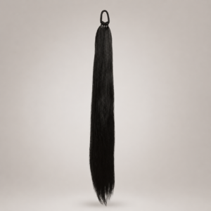 28-Inch Long Straight Black Synthetic Ponytail Extension – Elastic Band Hairpiece for Women