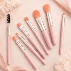 8 Pcs Mini Makeup Brush Set – Portable Nylon Cosmetic Brushes for Travel and Daily Makeup