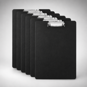 A4 Black Clipboard Folder – Document Holder with Metal Clip for Office, School and Meetings