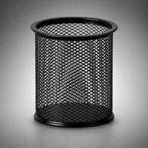Amazon Basics Black Wire Mesh Pen Holder – Desktop Pencil Cup and Stationery Organiser for Office or Study
