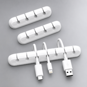 5-Slot Cable Organizer with Decorative Gemstones – USB Cord Holder Clips for Desk, Car, Home and Office