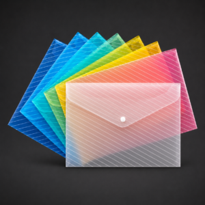 5 Pcs A4 Snap Button File Folders – Assorted Colour Plastic Document Organisers for Office, School and Paper Storage