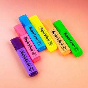 6-Colour Fluorescent Highlighter Pen Set – Smooth Marking Pens for School, Office and Study