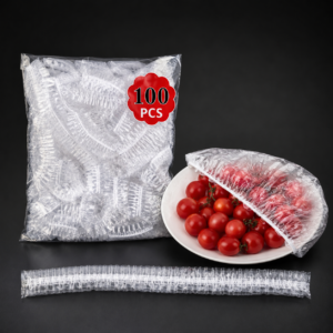 100-Pcs Individually Wrapped Cling Film Sheets – Transparent Food Storage Wrap for Fridge, Freezer and Kitchen Use