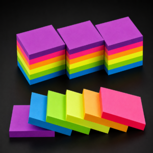 100-Pcs Neon Sticky Notes – Colourful Self-Adhesive Memo Notes for Reminders, Planning, Office, School and Home