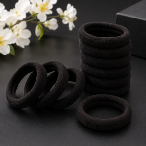 10-Pcs Black Elastic Hair Ties – Minimalist Hair Bands and Ponytail Holders for Women and Girls