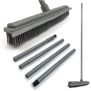 Grey Rubber Broom for Pet Hair & Carpets