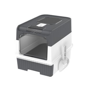 Large Anti-Splash Self-Cleaning Cat Litter Box with Drawer – Grey Pet Potty Tray