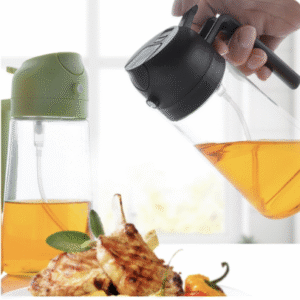New Glass Spray Pour Dual-Use Oil Bottle – Large Capacity One-Piece Press Sprayer for Kitchen Cooking