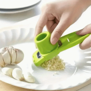 Manual Garlic Press & Grinder – Durable Plastic, Easy-to-Use Multi-Functional Garlic Chopper & Crusher for Home Cooking