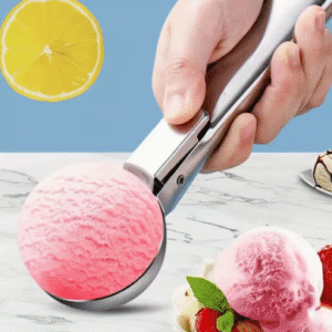 Stainless Steel Ice Cream & Fruit Scoop – Durable Round Digger for Watermelon, Cantaloupe, Papaya & Frozen Desserts | Food-Safe 430 Stainless Steel with Ergonomic Easy-Grip Handle | Rustproof & Heavy-Duty Kitchen Essential