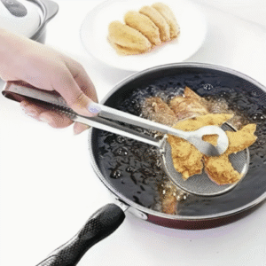 tainless Steel Frying Oil Filter Clamp with Fine Mesh Screen – High-Temperature Resistant Oil Scoop & Food Clamp | Safe Hot Oil Drainage Tool for Frying Dumplings, Spring Rolls, Snacks & More | Durable & Ergonomic Kitchen Tool for Home & Professional Chefs