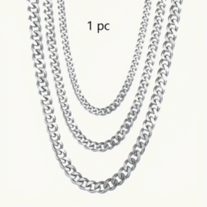 Wide Stainless Steel Cuban Link Chain Necklace – Punk Rock Style Unisex Jewelry | Adjustable 16″/20″/24″ | Bold 3mm & 5mm Chain | Durable, Polished Choker for Men & Women