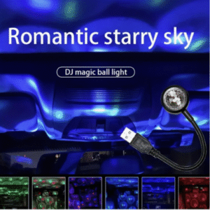 USB Car Music Rhythm LED Projector – Magic Ball Lamp with Voice Control | Party & Romantic Atmosphere Lighting for Car Interior