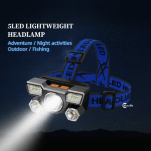USB Rechargeable Portable Headlamp – 5-LED Bright Headlight for Outdoor & Work Use