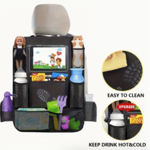 Car Seat Storage Bag & Seat Back Organizer – Multifunctional Hanging Storage with iPad Holder, Rear Seat Anti-Kick Protector, Durable & Easy to Install