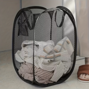 Foldable High-Capacity Mesh Laundry Basket with Handle – Rectangular Casual Polymer Laundry Basket for Bathroom, Bedroom & Dorm, Lightweight Storage Hamper for All Seasons