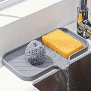Silicone Kitchen Sink Tray with Drain Holes – Countertop Cleaning Mat (1 PC)
